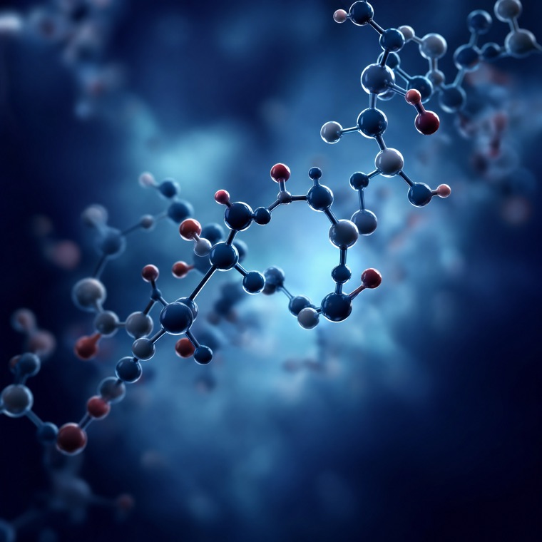 Laboratory bench with research samples representing peptide science